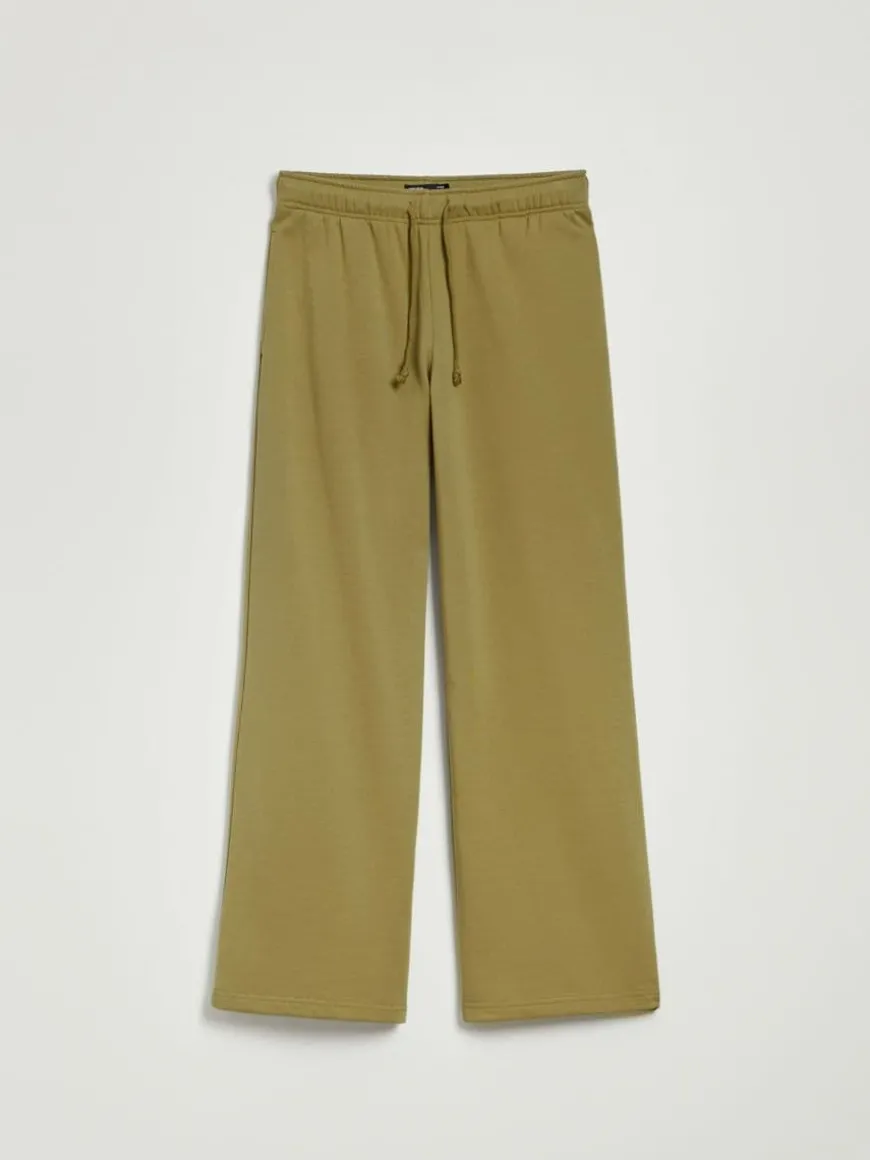 Zielone spodnie dresowe mid waist wide leg