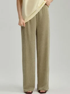 Zielone spodnie wide leg mid waist ze strukturą
